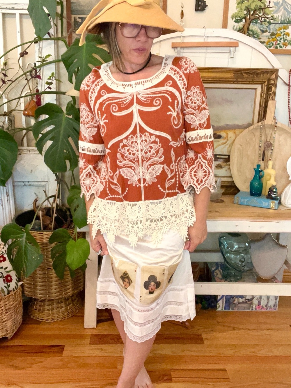 Coachella Boho Lace and Embroidered Cottagecore Blouse - Picture 9 of 9
